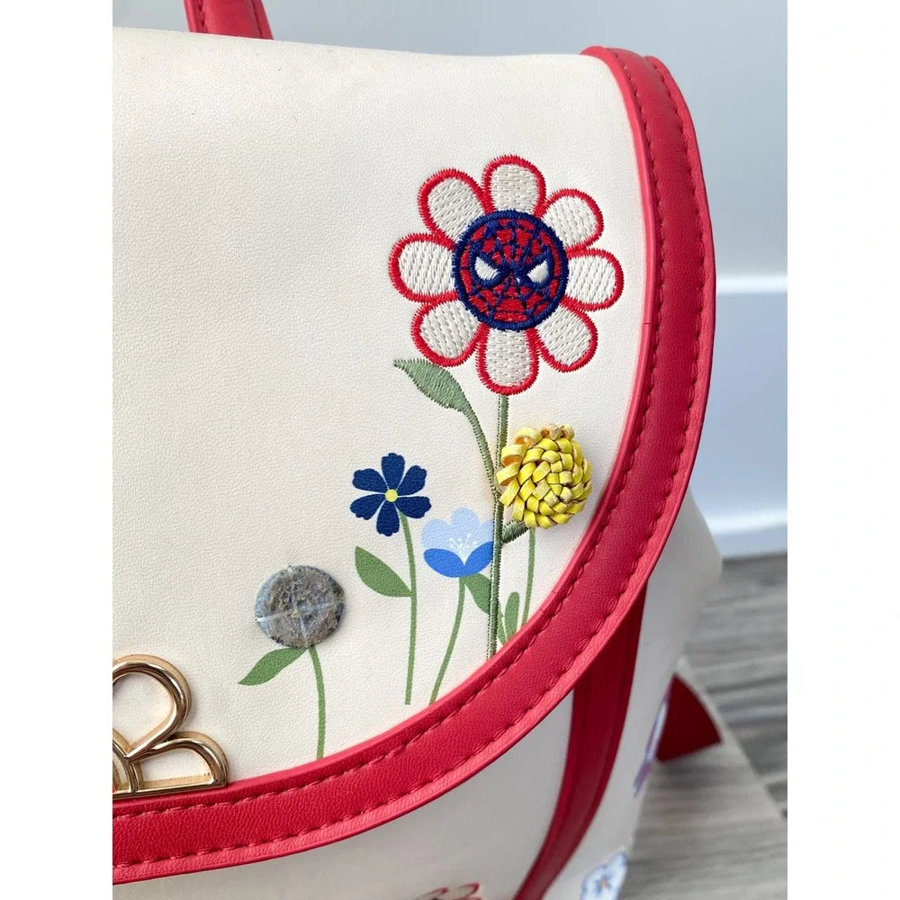 Boxlunch Our Universe Marvel Spider-Man Floral Mini Backpack Cream Red Universal